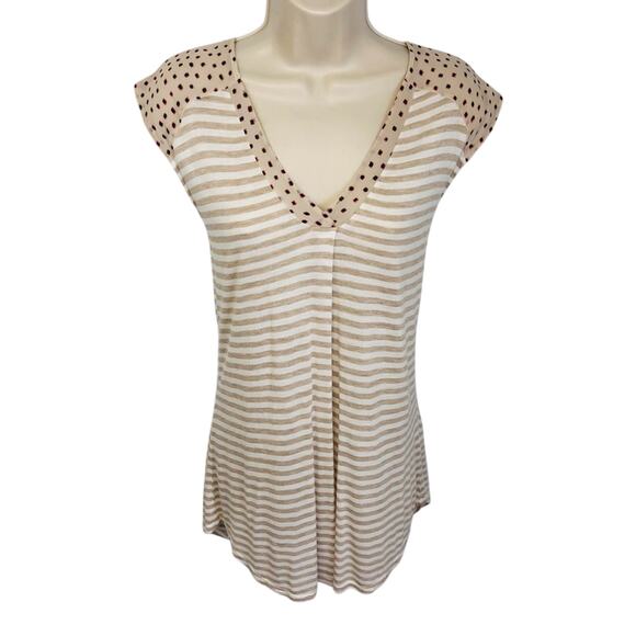 Vintage Anthropologie Little Yellow Button Popover Top Stripe V Neck Tunic - Picture 15 of 15